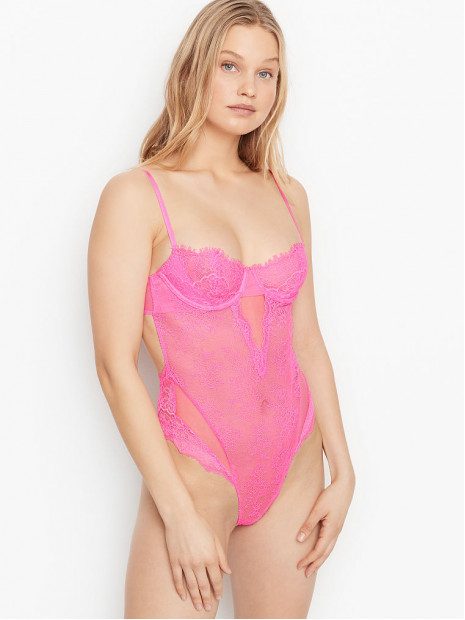 Wicked Sheer Mesh Embroidered Teddy