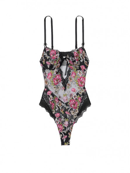 Wicked Sheer Mesh Embroidered Teddy