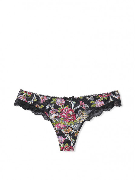 Floral Embroidered Keyhole Thong Panty